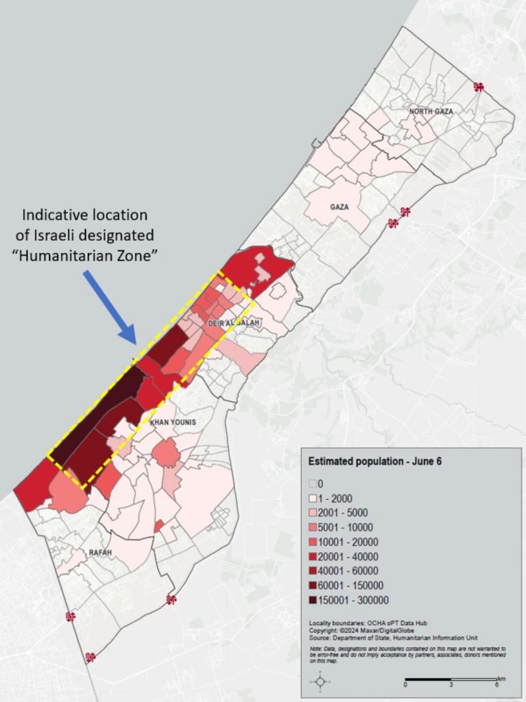 Map of Gaza showing population concentration in small area